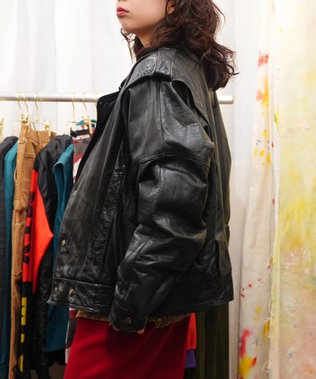 80-90s Big Silhouette Leather Rider's Jacket