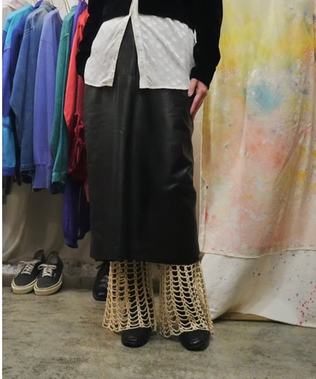 See-through Knit Flare Pants