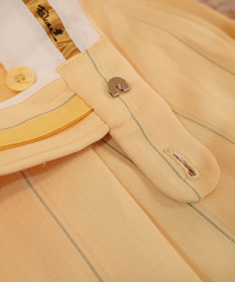 Yellow × Light blue Striped Two-pleat Wide slacks
