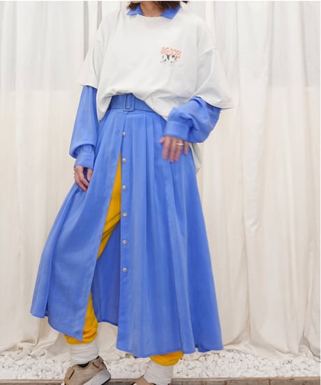 80-90s Button Front Midi Dress