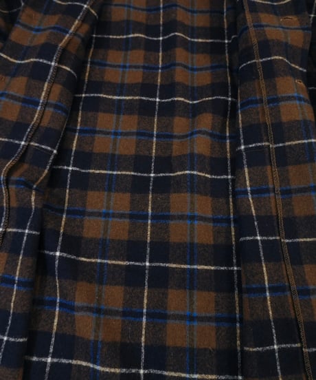 70’s 『Pendleton』 茶色チェック 開襟 ウールシャツ / size S