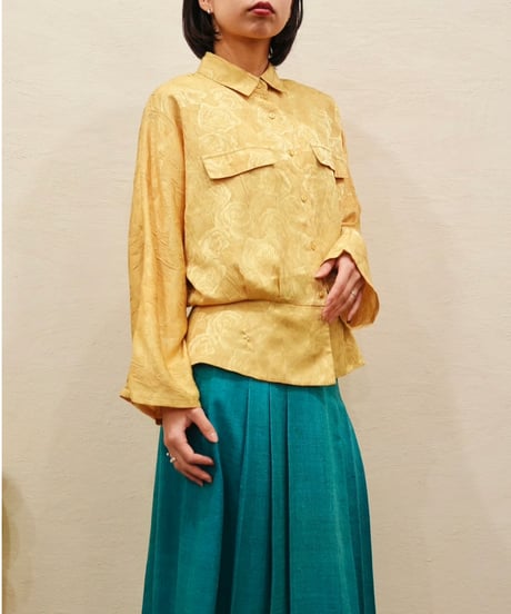 80s-90s 『YESSICA』Jacquard Peplum Dolman Shirt