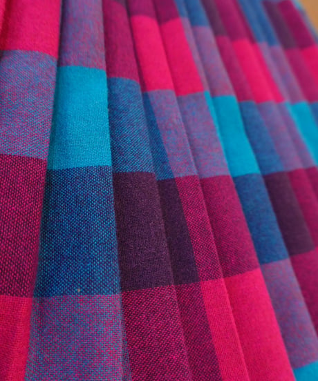 80s Pink × Blue Checked Wool Skirt