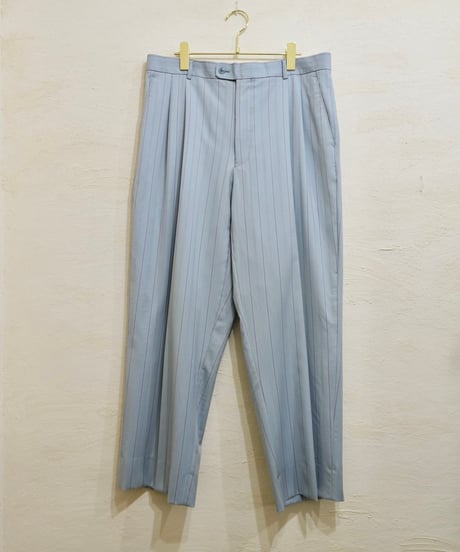 Light blue × Purple Striped Two-pleat Wide slacks