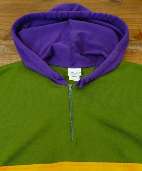 90s Multicolor Half zip Sweatshirt hoodie / size L