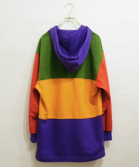 90s Multicolor Half zip Sweatshirt hoodie / size L