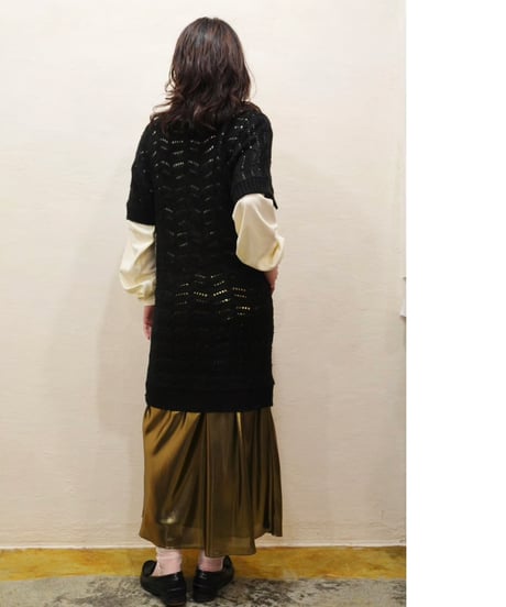 90s Openwork Short-sleeved Knit Dress