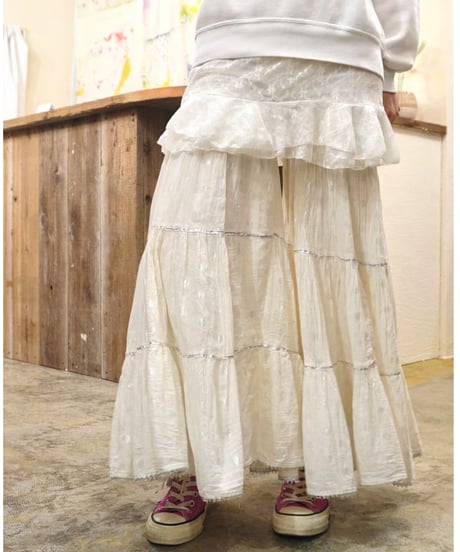 Silver Dot Tiered Flare Pants