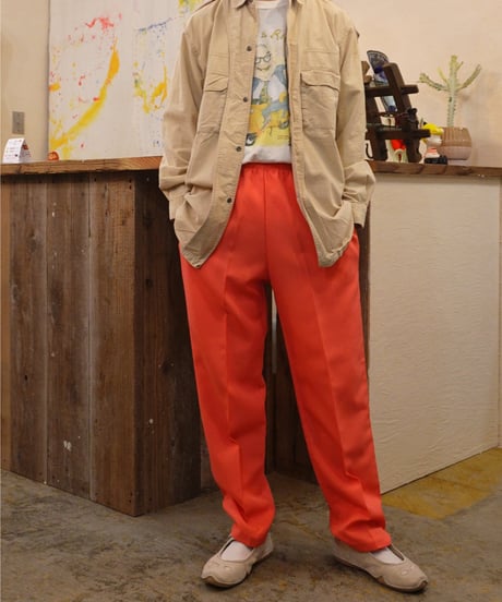 Pink polyester easy pants Made in USA