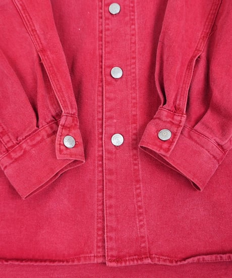 90-00s "NAK JEANSWEAR" Red denim design shirt