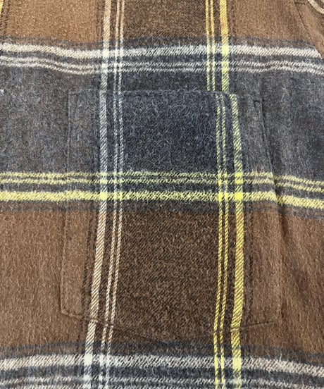 70s Open-collar checked flannel shirt / size S