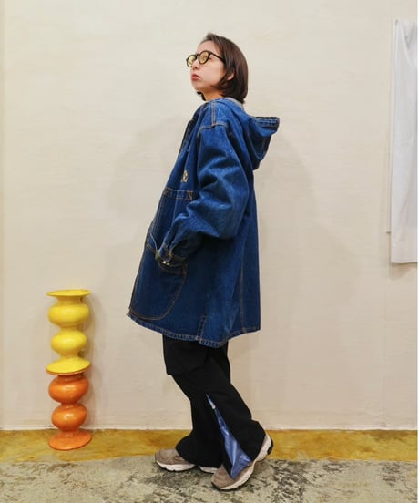 90s Big silhouette Denim Zip-up Hoodie