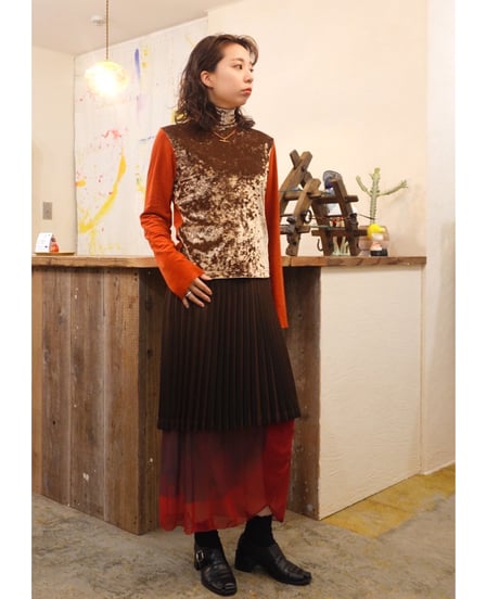 Mixed Fabric Stand Collar Top