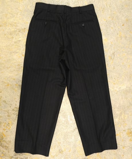 Black Striped Two-Pleated Slacks