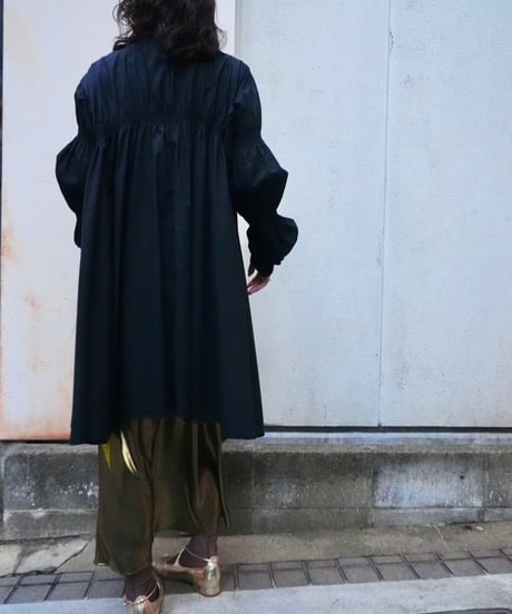 Shirred Asymmetrical Shirt Dress