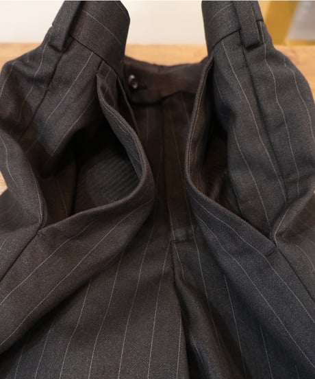 Black Striped Two-Pleated Slacks