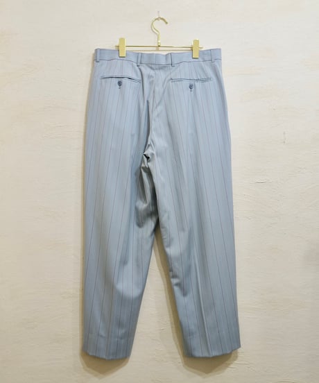 Light blue × Purple Striped Two-pleat Wide slacks