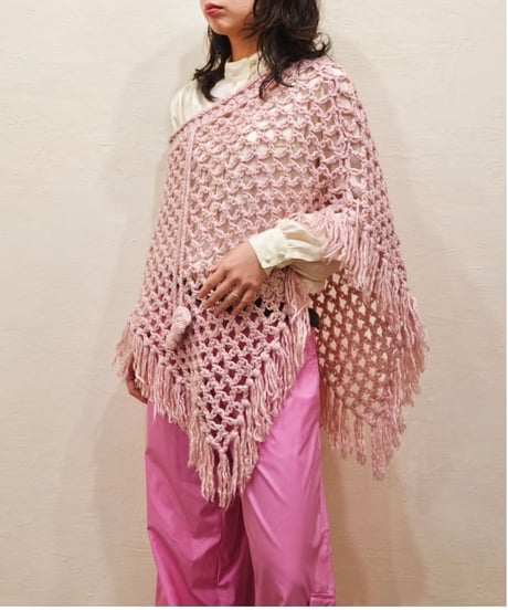 Cotton Candy Pink Yarn Poncho