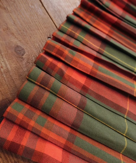 70s-80s Checked Wool Pleated Skirt