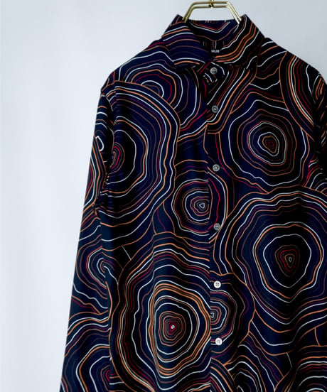"Murano" All Over Print Tree Ring Pattern Shirt