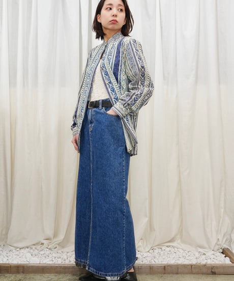 90s Stand collar retro all-over print shirt