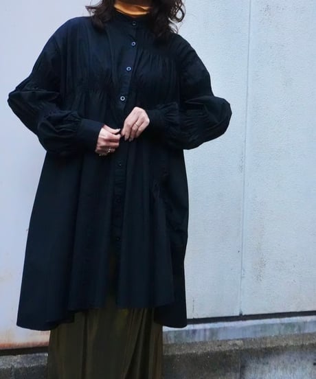 Shirred Asymmetrical Shirt Dress