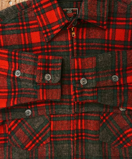 90s 『johnson woolen mills』 Red checked Wool jacket “Made in USA”