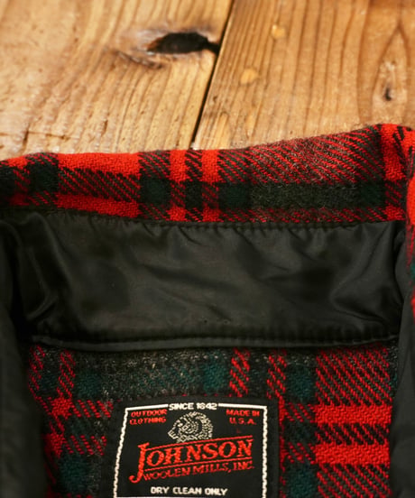 90s 『johnson woolen mills』 Red checked Wool jacket “Made in USA”