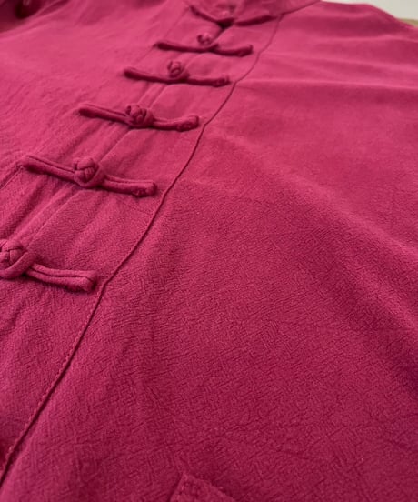 Wine red long sleeve Chinese shirt