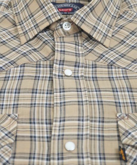 70s~ "Levi's Big E"Checkered pattern Western Shirt / size M
