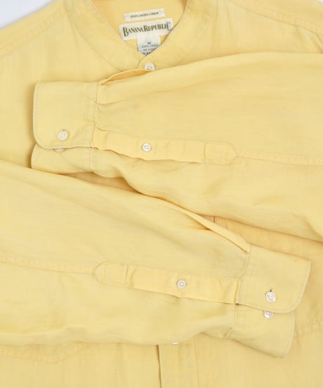 00s "Banana Republic" 100% Irish Linen Band Collar Shirt