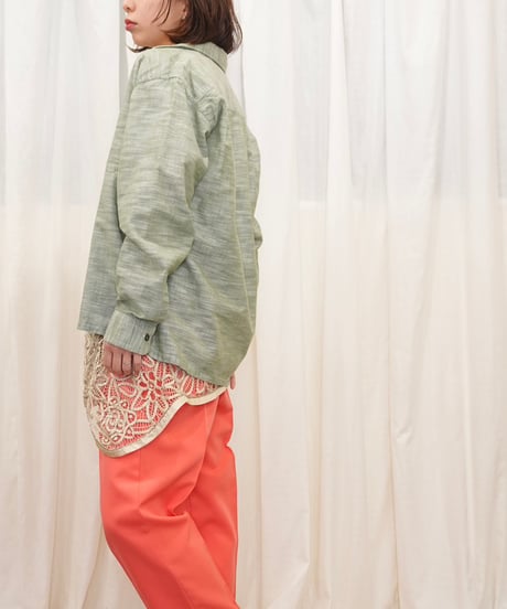 60s "Pilgrim" Cotton 『Kasuri』Weave Open collar Shirt / size 15-15½