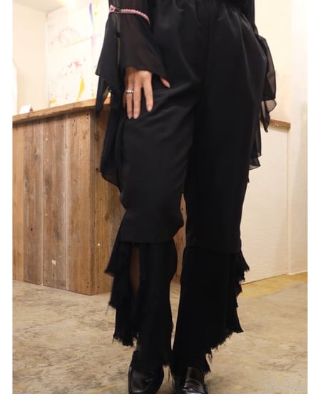 Deep Slit Ruffle Pants