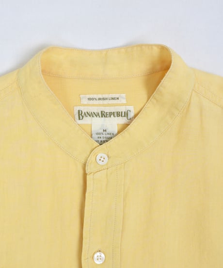 00s "Banana Republic" 100% Irish Linen Band Collar Shirt