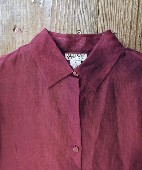 90s Bordeaux Sheer Silk Shirt