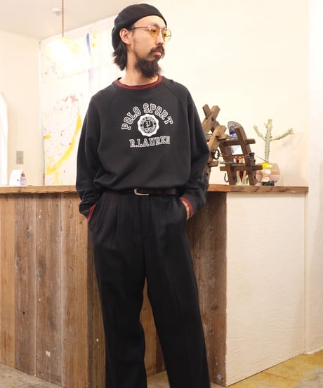 90s 『POLO SPORT』 カレッジ風プリント スエット / size L