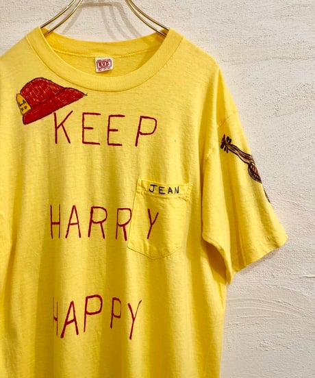 70s 『B.V.D』 ハンドペイント ポケットTシャツ / size XL
