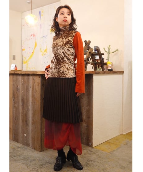 50s Brown Pleats Skirt