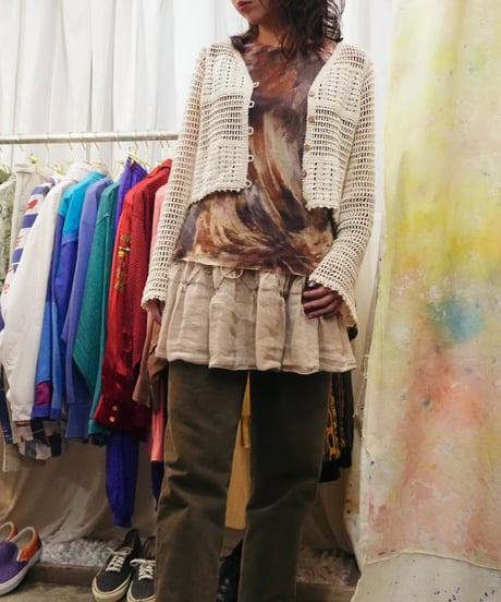 90s Art Print Sheer Top