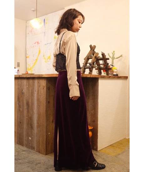 90s Deep Purple Velour Long Skirt
