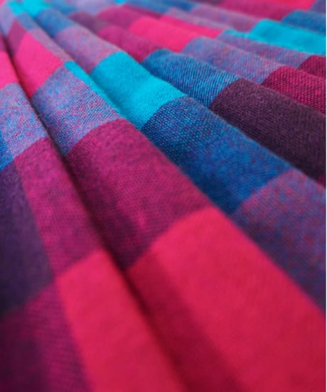 80s Pink × Blue Checked Wool Skirt