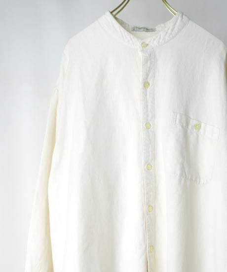 "ORVIS" Cotton Linen Banded Collar Shirt