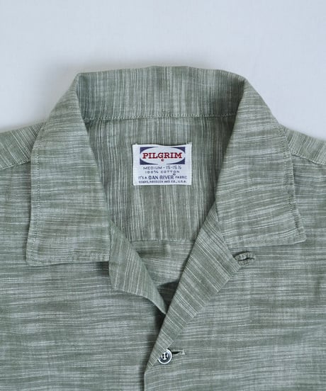 60s "Pilgrim" Cotton 『Kasuri』Weave Open collar Shirt / size 15-15½