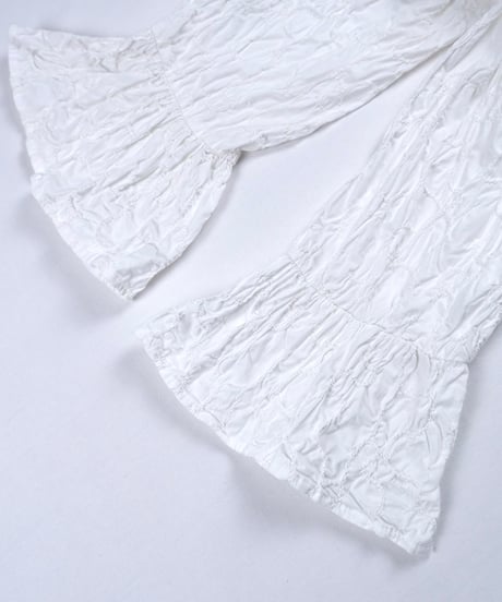 Shirred lawn voluminous sleeve Blouse