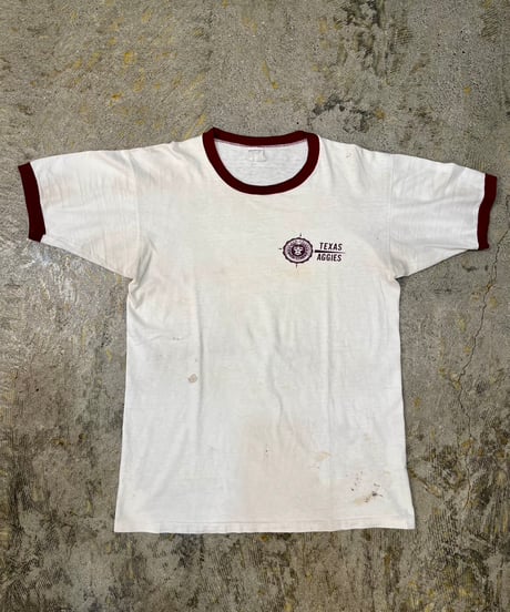 60s Champion Productsタグ “TEXAS AGGIES”リンガーTシャツ / size L