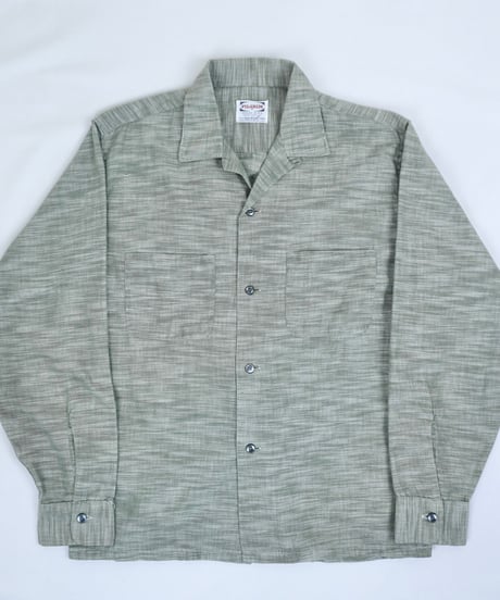60s "Pilgrim" Cotton 『Kasuri』Weave Open collar Shirt / size 15-15½