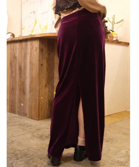 90s Deep Purple Velour Long Skirt