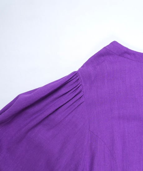 Purple Button Front Puff Sleeve Dress