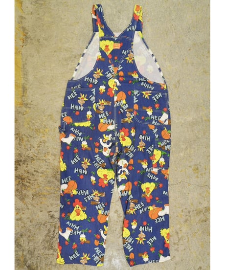 70s 『LIBERTY』 “HEE HAW” 総柄 オーバーオール / size W48 L36