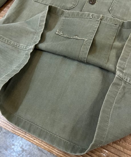 40-50s U.S.ARMY ヘリンボーンツイル ユーティリティシャツ / size S~M程度